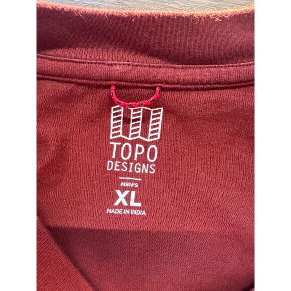 Topo Designs Men's Dirt Pocket Tee 100% Cotton, Fire Brick Red, Size XL, EUC - Picture 4 of 6